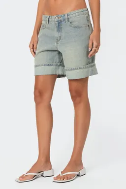 Bermuda denim lavado dobladillo de Edikted en Shorts para argentina