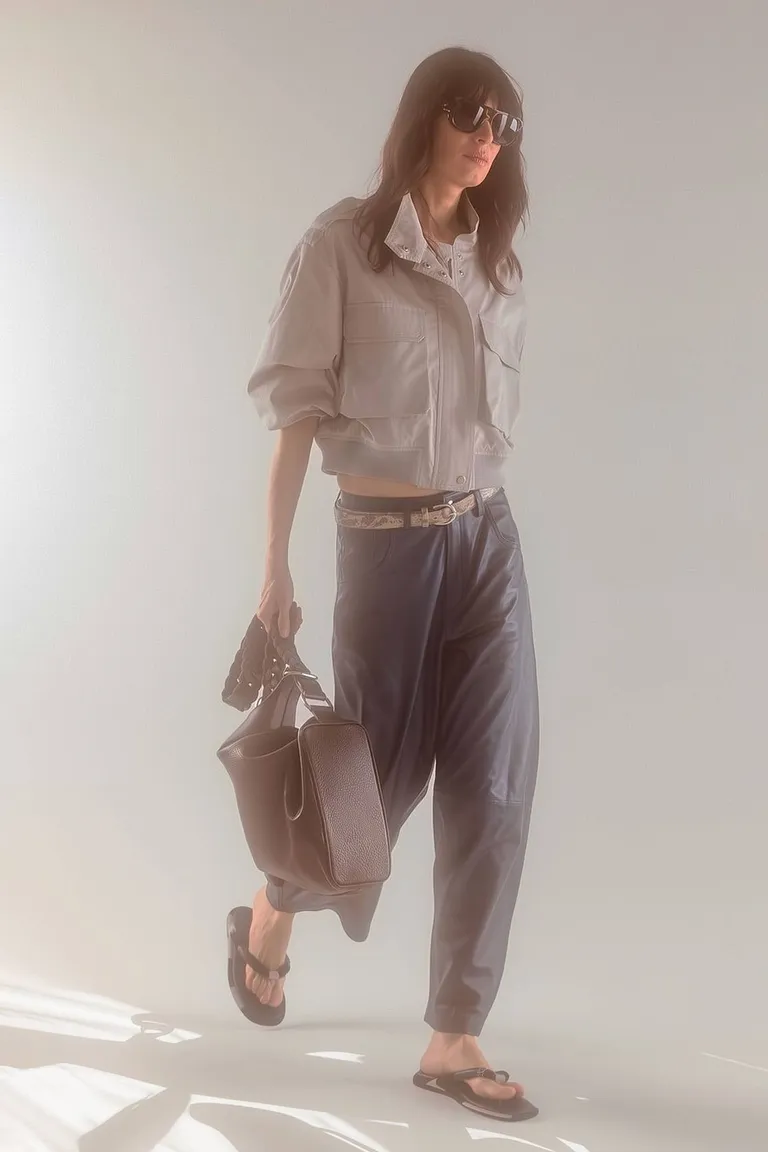 Pantalón de cuero de oveja en estilo jeanero con tiro medio de Maria Cher en Pantalones para argentina