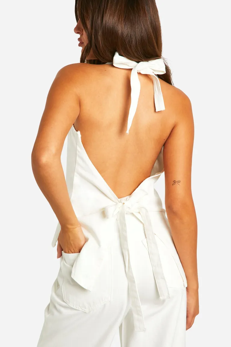 Chaleco denim ligero halter de Boohoo en Chalecos para argentina
