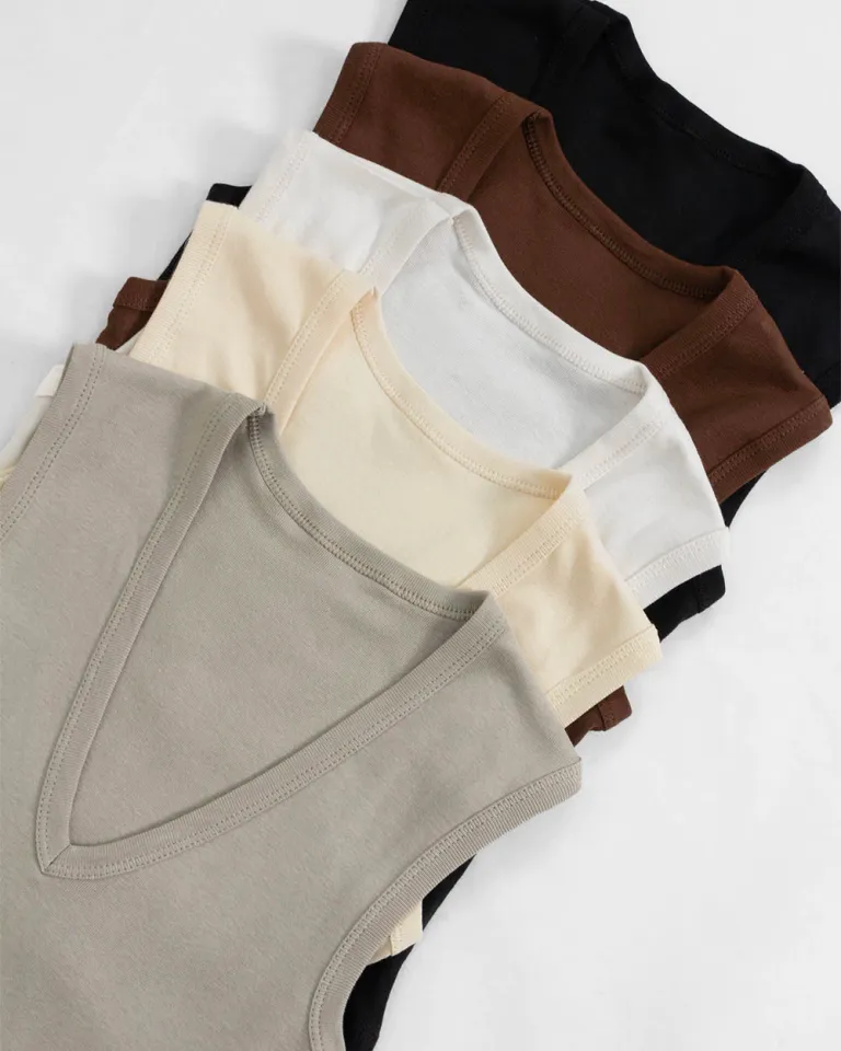 Top marrón de punto con escote en V para mujer de Sky en Tops para argentina