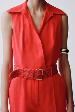 Mono camisero lino con cinturón de Mango en Monos para argentina