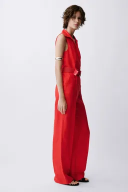 Mono camisero lino con cinturón de Mango en Monos para argentina