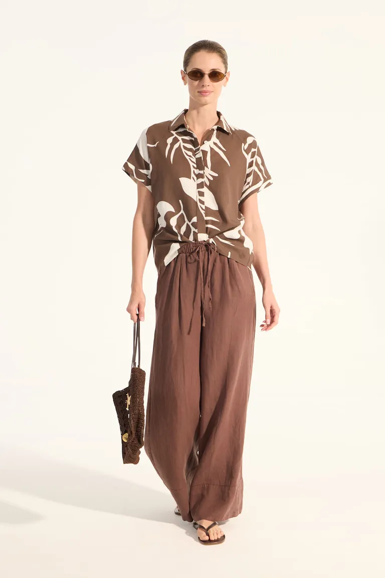 Camisa de lino con estampado exclusivo y corte recto para una apariencia refinada y natural de Portsaid en Camisas para argentina