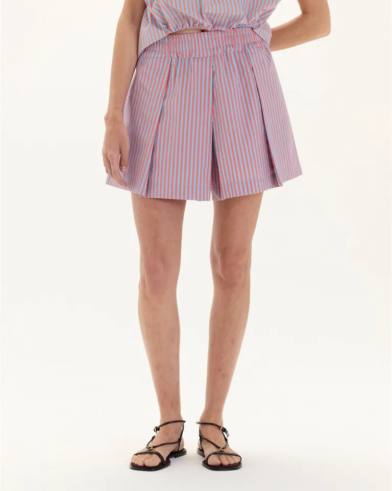 Short de poplín con estampado a rayas y diseño de falda para mujer de Blue Sheep en Shorts para argentina