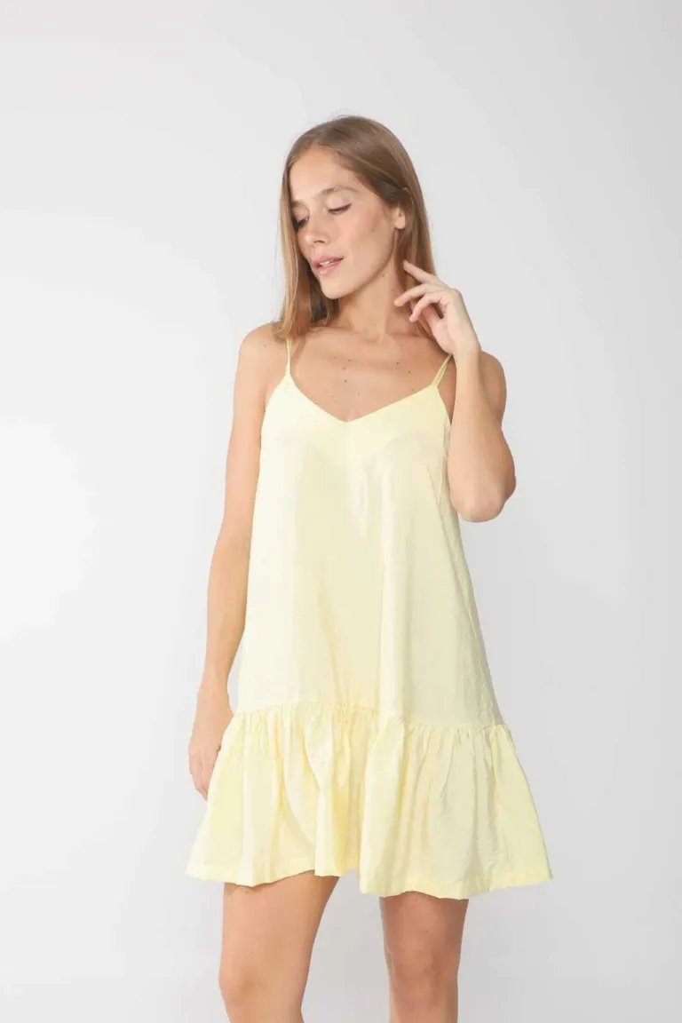 Vestido de seda con escote en V y volado en la parte inferior de Belle en Vestidos para argentina