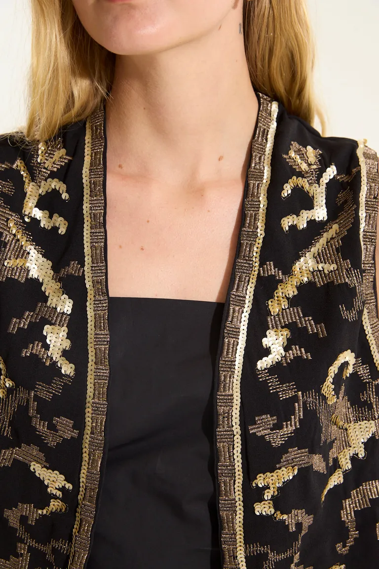 Chaleco bordado con lentejuelas, perfecto para looks elegantes y cancheros de Portsaid en Chalecos para argentina