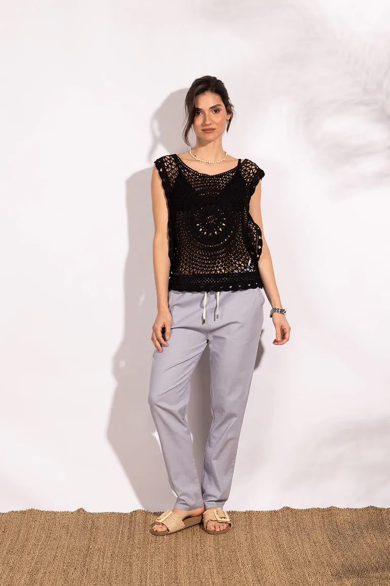 Pantalon con elástico en la cintura y bolsillos delanteros y traseros de corte holgado de Indiastyle en Pantalones para argentina