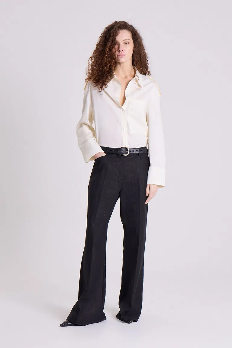 Pantalón de lino con corte bootcut y tiro medio para mujer de Maria Cher en Pantalones para argentina