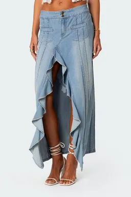 Falda maxi denim volantes valencia de Edikted en Faldas para argentina