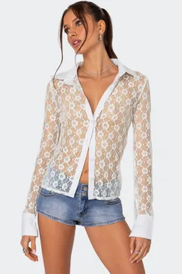 Camisa encaje transparente cecilia de Edikted en Camisas para argentina