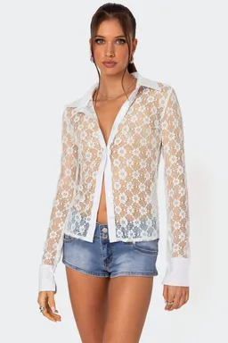 Camisa encaje transparente cecilia de Edikted en Camisas para argentina