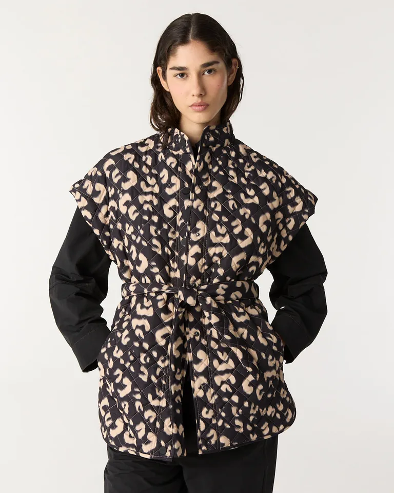 Chaleco acolchado con lazo en cintura, cuello alto y bolsillos laterales de Furzai en Chalecos para argentina