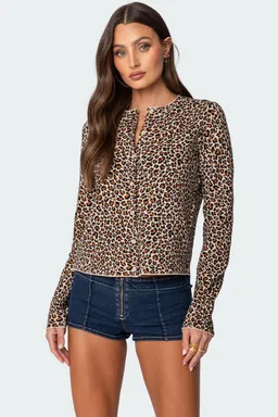 Cárdigan tejido estampado leopardo de Edikted en Buzos y Sweaters para argentina
