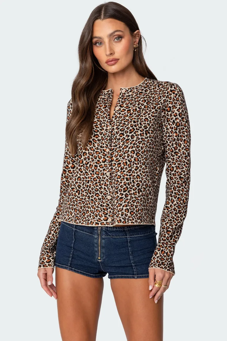 Cárdigan tejido estampado leopardo de Edikted en Buzos y Sweaters para argentina