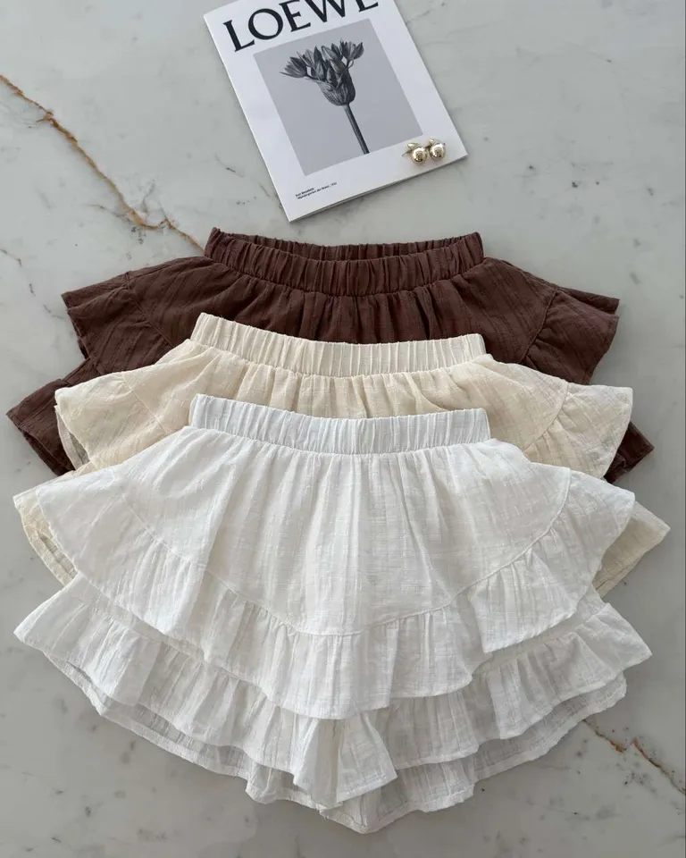 Pollera corta con volados de algodón en color blanco de Hesed en Faldas para argentina