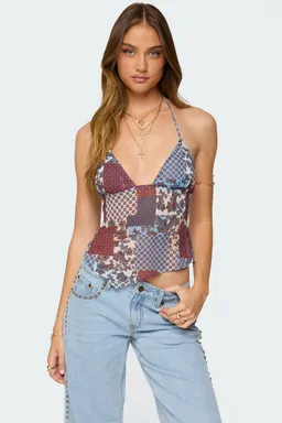 Top halter sin espalda patchwork de Edikted en Tops para argentina