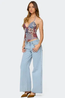 Top halter sin espalda patchwork de Edikted en Tops para argentina