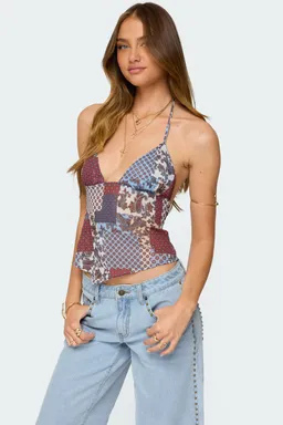Top halter sin espalda patchwork de Edikted en Tops para argentina