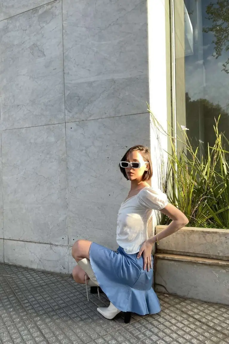 Pollera con Volados de Hesed en Faldas para argentina