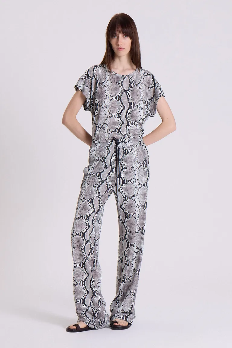 Pantalón de algodón con estampado en tonos neutros y corte recto de Maria Cher en Pantalones para argentina