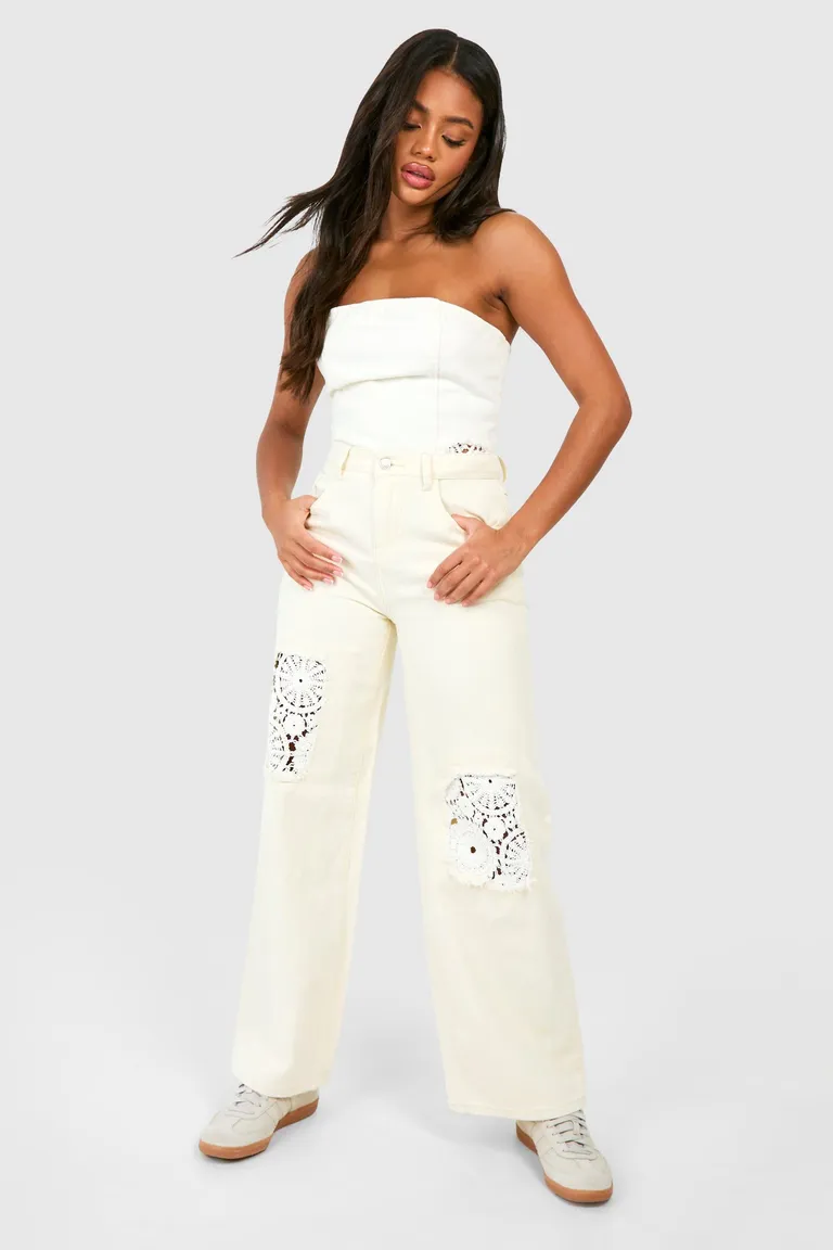 Jean ancho con crochet de Boohoo en Pantalones para argentina