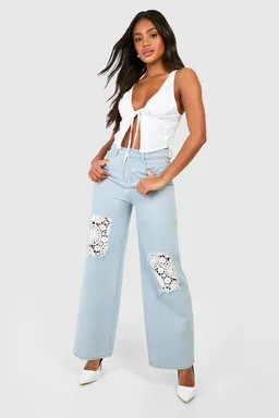 Jean ancho con crochet de Boohoo en Pantalones para argentina
