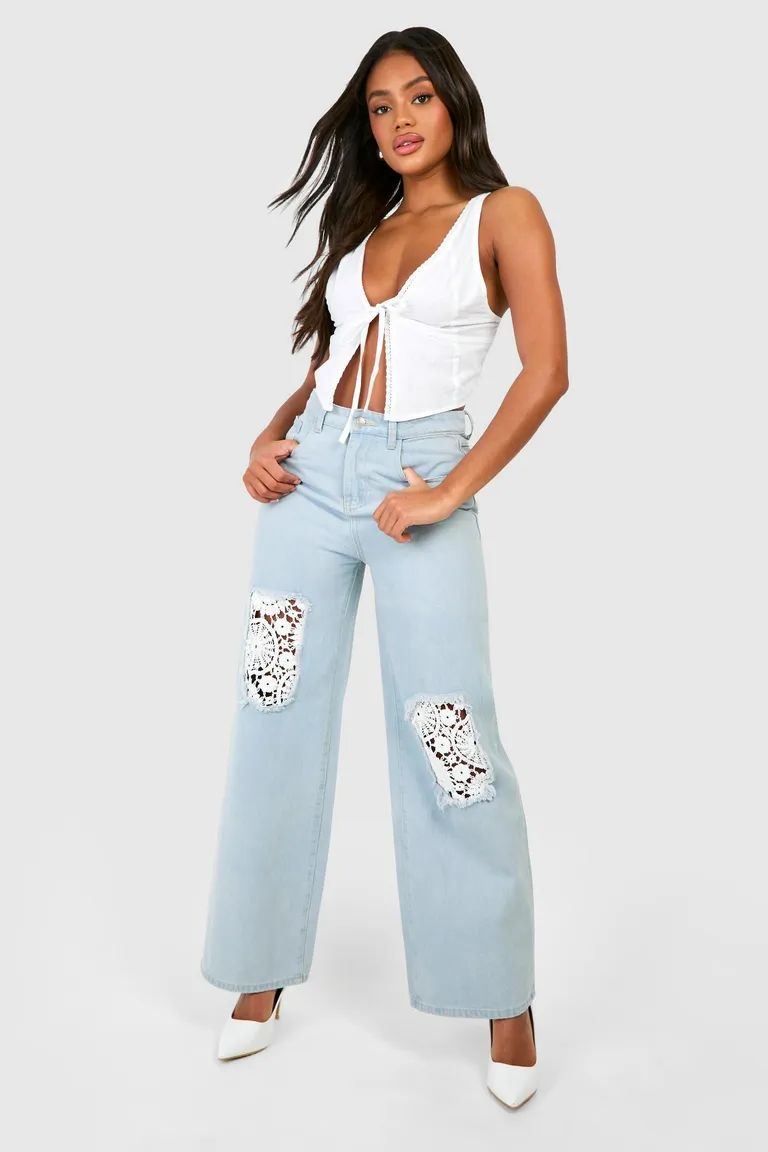 Jean ancho con crochet de Boohoo en Pantalones para argentina