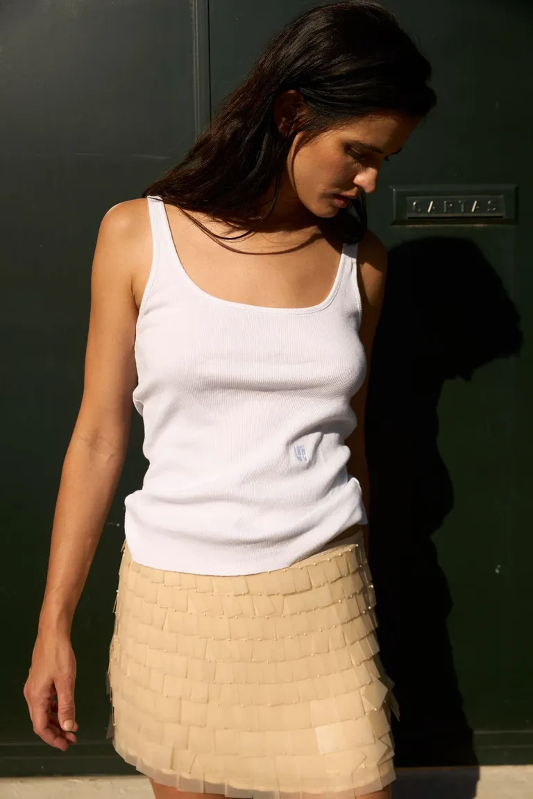 Falda mini con bordado a mano en viscosa para mujer de Maria Cher en Faldas para argentina