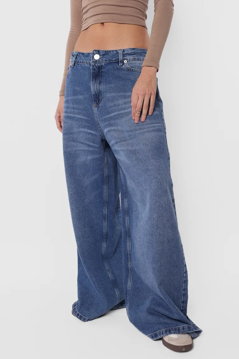 Pantalón denim wide leg de cintura alta y ajuste cómodo para mujer de Top White en Pantalones para argentina