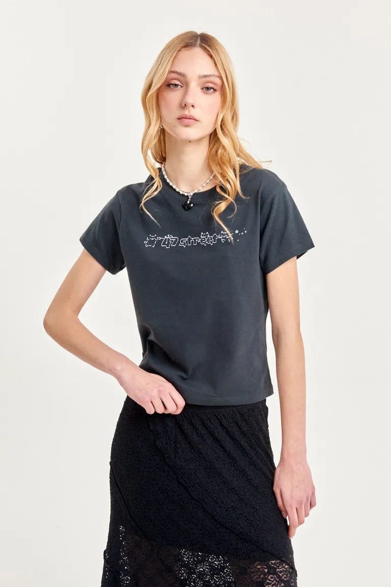 Remera de algodón liviano con estampa única para mujer de 47 Street en Remeras para argentina