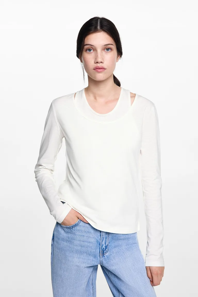 Remera algodón doble de Mango Teen en Remeras para argentina