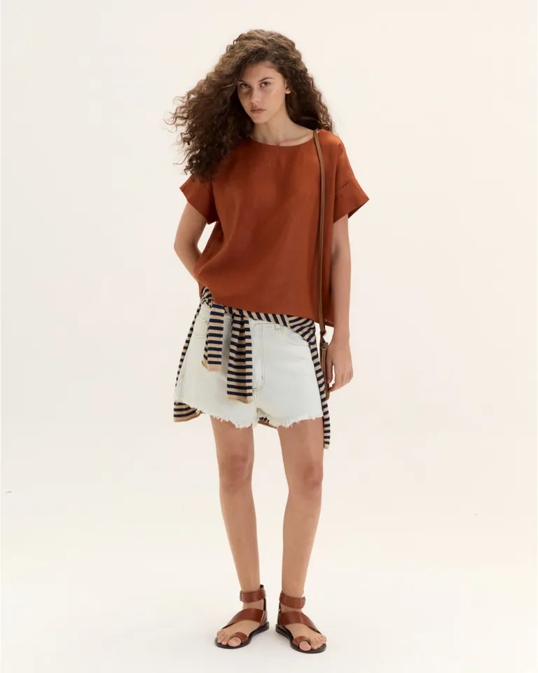 Top cuadrado de mangas caídas y silueta relajada de Blue Sheep en Tops para argentina