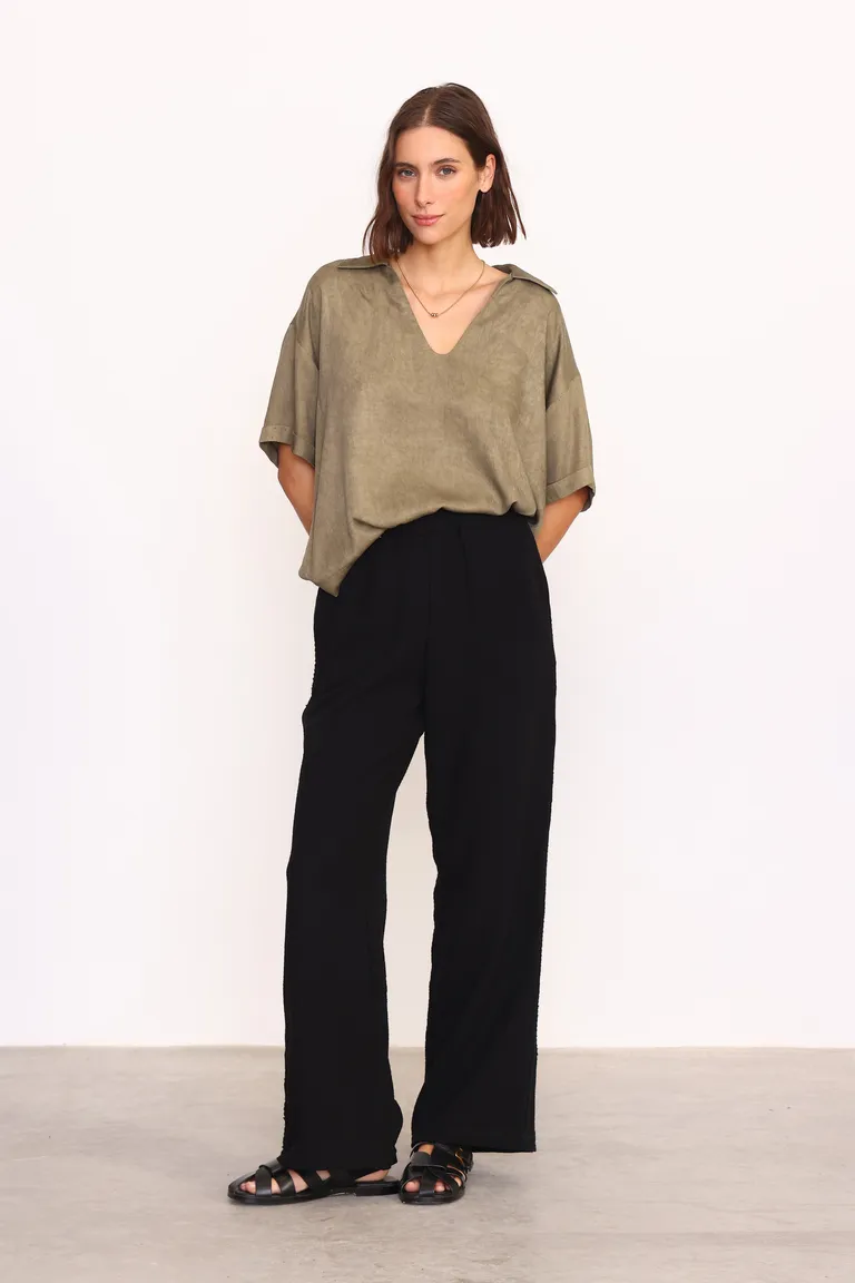 Pantalón de corte recto con detalles decorativos y cintura elastizada de Yagmour en Pantalones para argentina