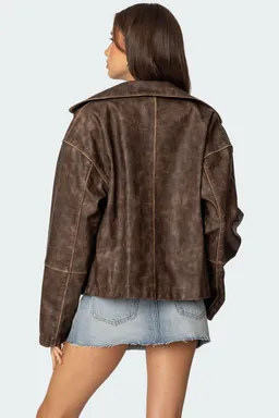 Campera cuero sintético lavado oversize de Edikted en Chaquetas para argentina