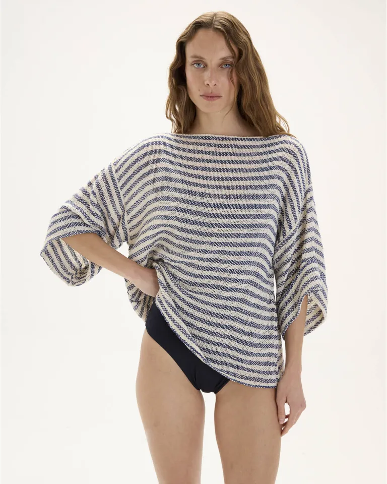 Remerón tejido con rayas de dos colores y calce relajado de Blue Sheep en Buzos y Sweaters para argentina