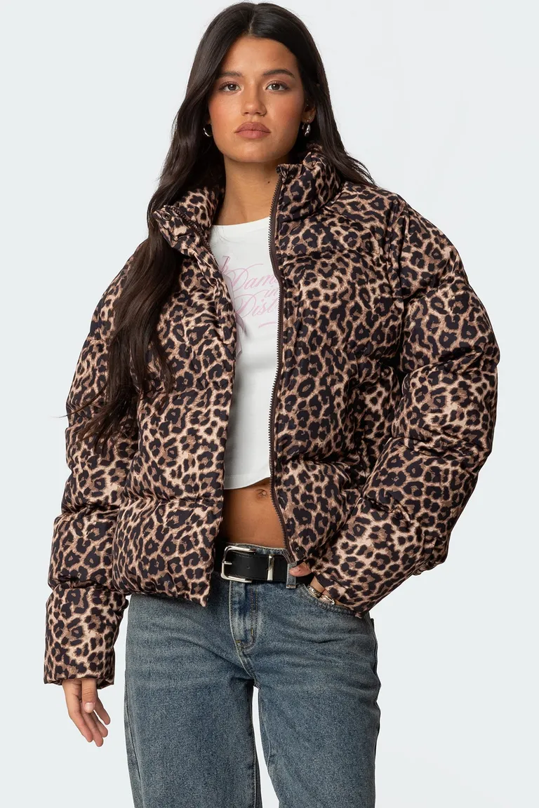 Campera acolchada estampado leopardo dalya de Edikted en Chaquetas para argentina