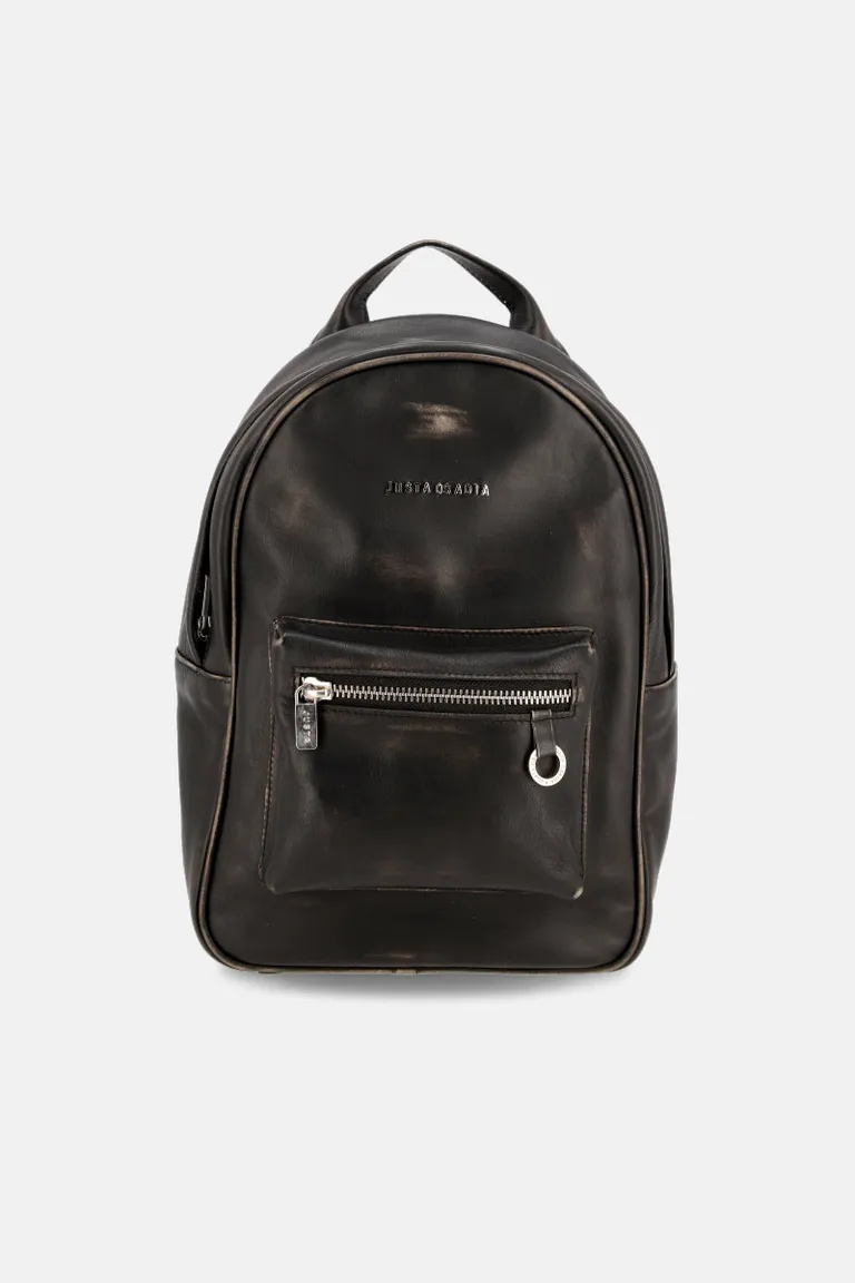 Mochila negra de cuero de diseño compacto y elegante de Justaosadia en Mochilas para argentina