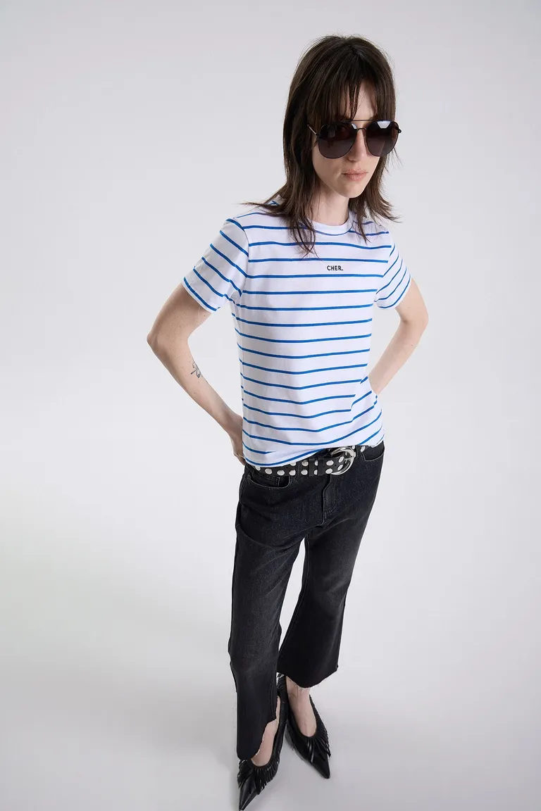 Remera de manga corta con diseño a rayas y cuello redondo para mujer de Maria Cher en Remeras para argentina