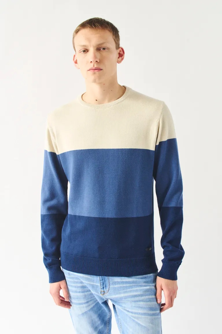 Sweater básico tricolor de manga larga y cuello redondo para hombre de Bensimon en Buzos y Sweaters para argentina