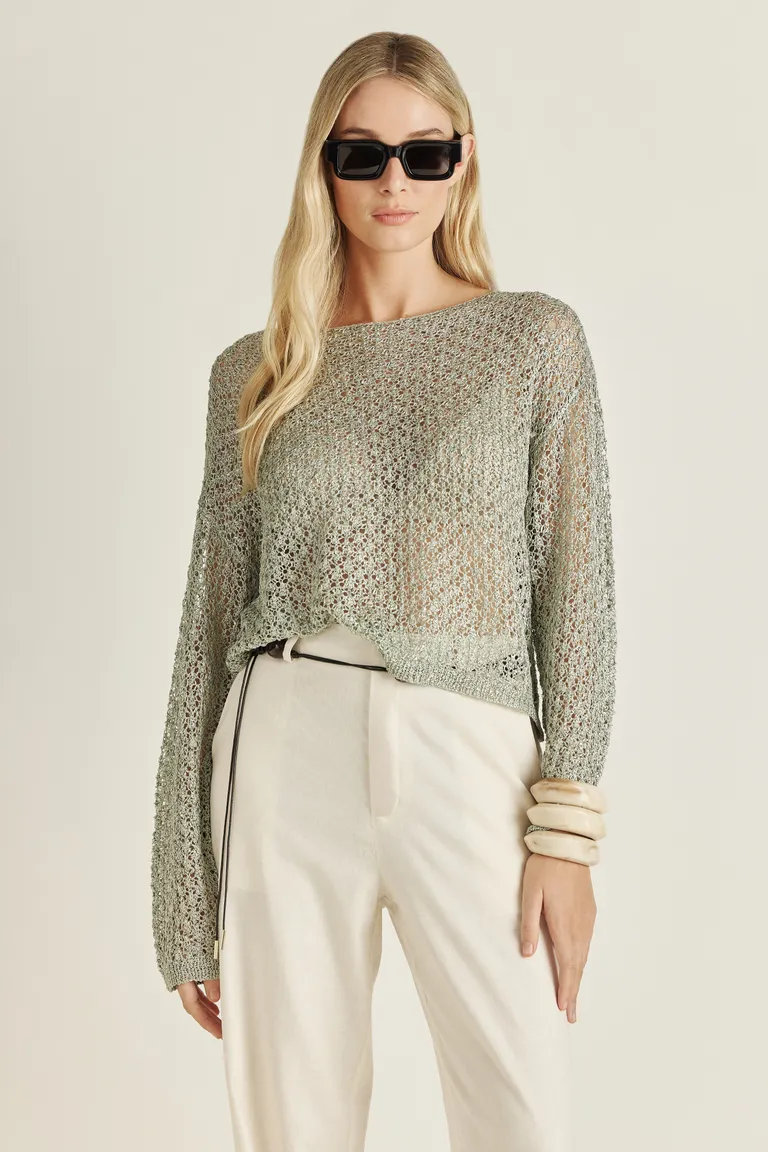 Sweater de tejido con lentejuelas, elegante y versátil para mujeres de Tucci en Buzos y Sweaters para argentina