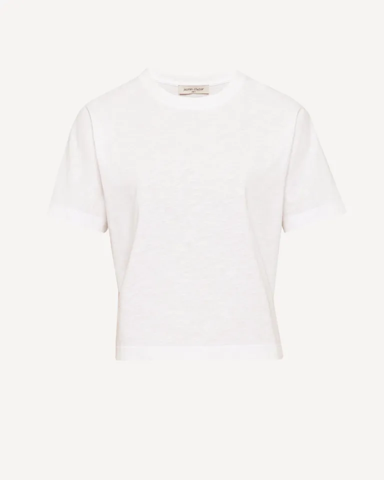 Remera de algodón de cuello alto y mangas cortas para mujer de Jazmin Chebar en Remeras para argentina
