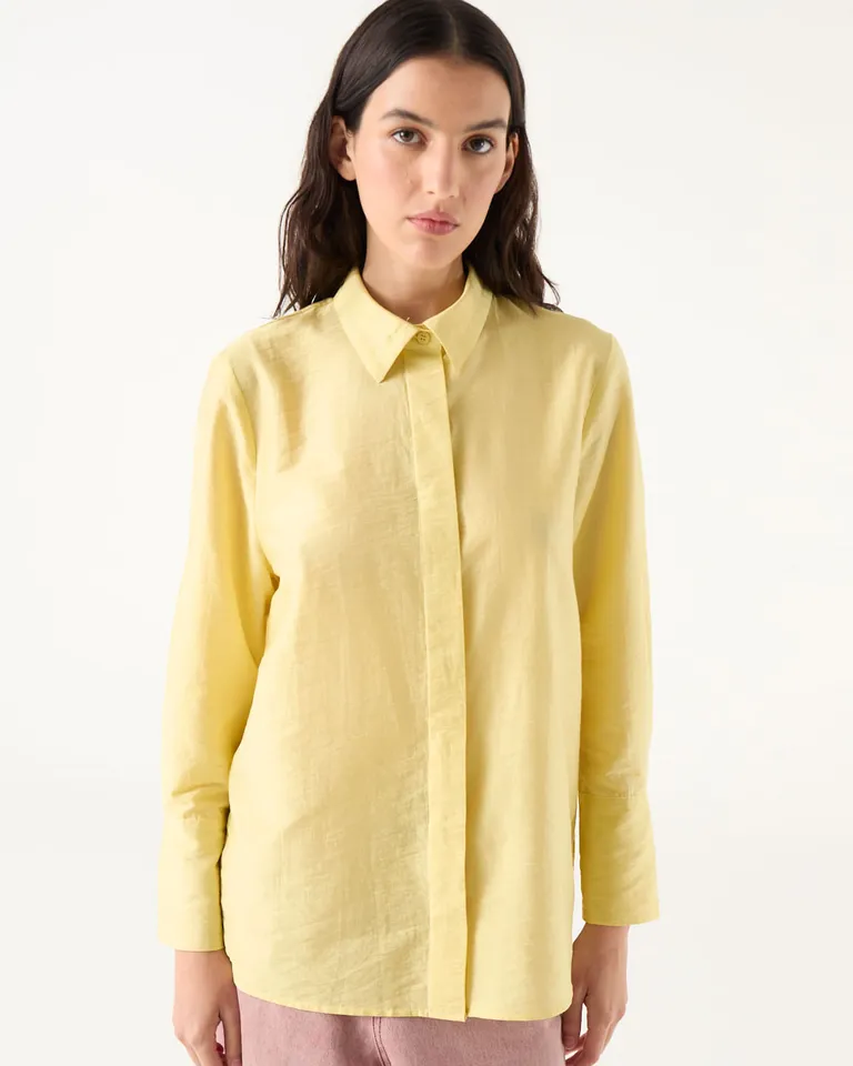 Camisa de corte recto con botones ocultos y presilla en la espalda para mujer de Furzai en Camisas para argentina