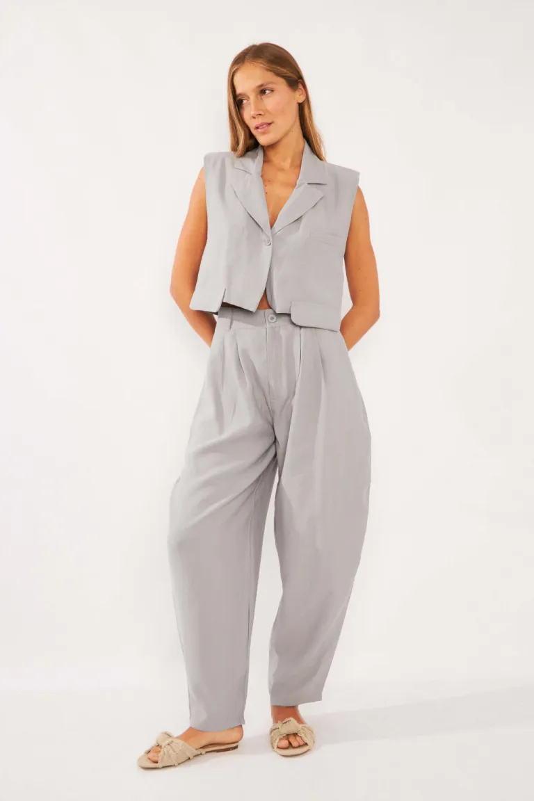 Chaleco Sastrero de Corte Corto con Bolsillo Decorativo de Belle en Chalecos para argentina