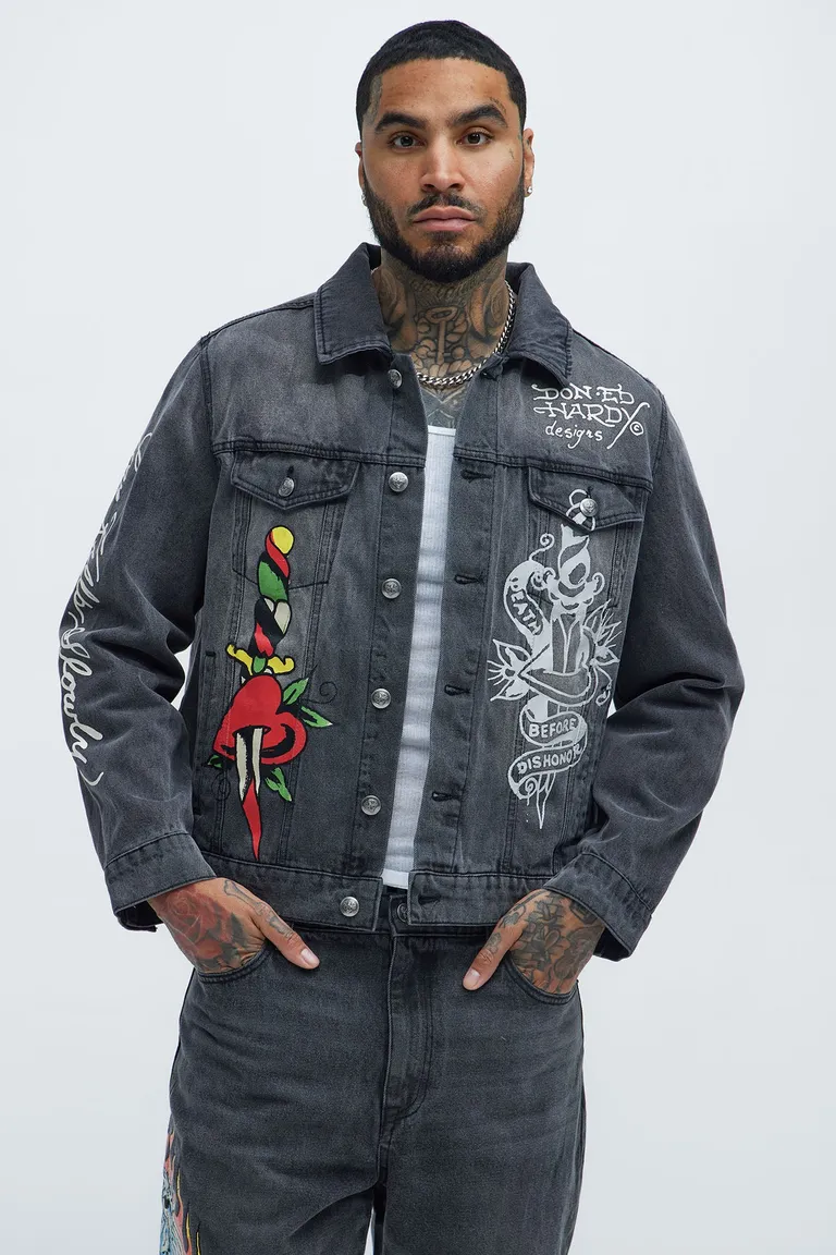 Campera denim ed hardy corazones de Fashion Nova en Abrigos y Camperas para argentina