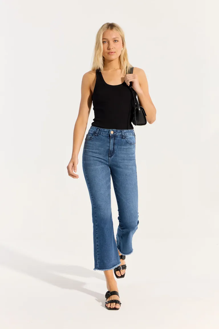 Jeans tobilleros de corte recto con detalles deshilachados para mujer de Portsaid en Pantalones para argentina