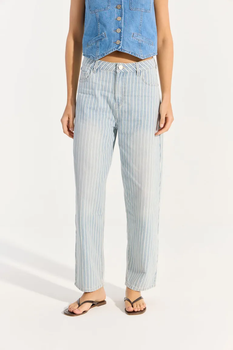 Pantalón de jean de corte relajado con rayas en diseños combinados de Portsaid en Pantalones para argentina
