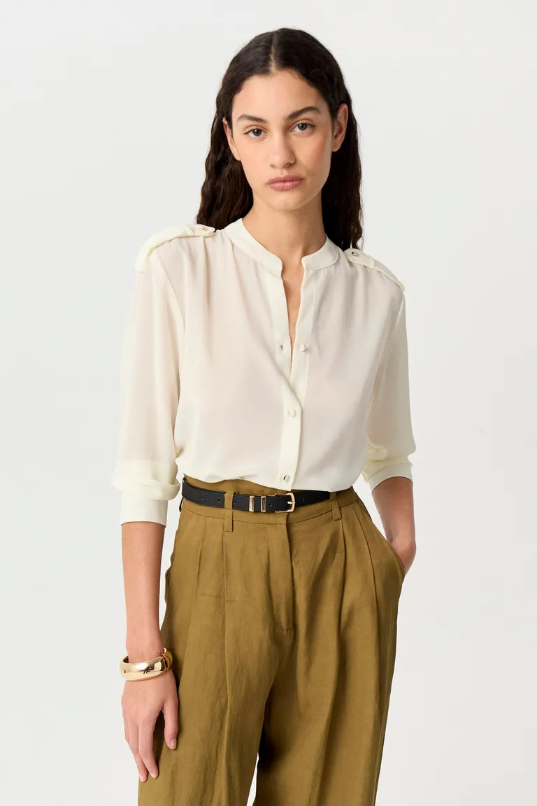 Camisa de gasa de corte relajado con cuello mao y manga larga de Markova en Camisas para argentina