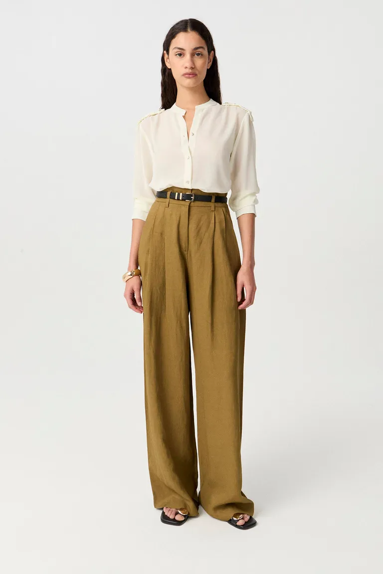 Camisa de gasa de corte relajado con cuello mao y manga larga de Markova en Camisas para argentina