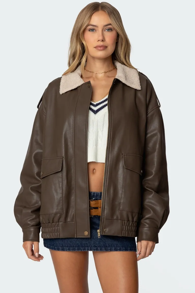 Campera ann cuero sintético oversized de Edikted en Chaquetas para argentina