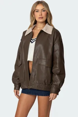 Campera ann cuero sintético oversized de Edikted en Chaquetas para argentina